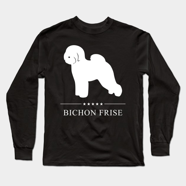 Bichon Frise Dog White Silhouette Long Sleeve T-Shirt by millersye